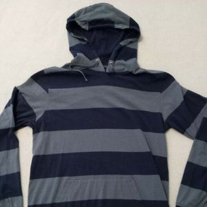 Zumiez Zine Men's M Hoodie Blue Gray Stripes Pocket Long Sleeve Lightweight